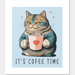 IT'S COFEE TIME CAT Posters and Art